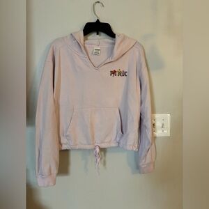 PINK Victoria’s Secret Cropped Hoodie with Floral Embroidery